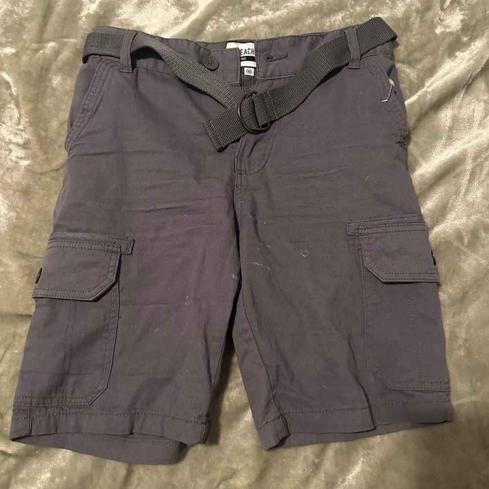 Gray Cargo Shorts with Utilitarian Design